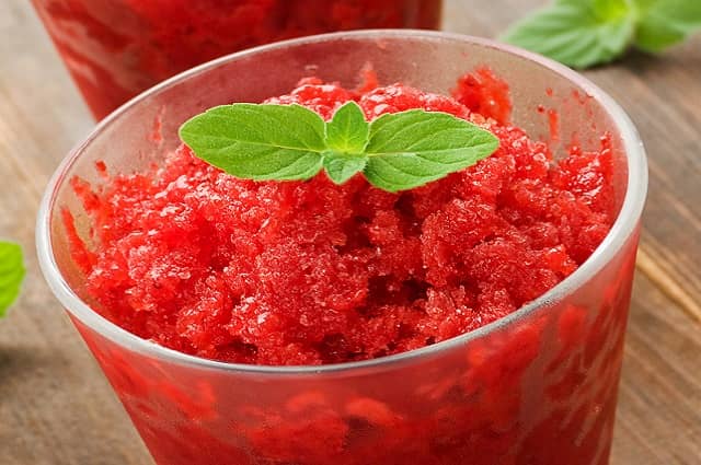 Raspberry and Champagne Granita