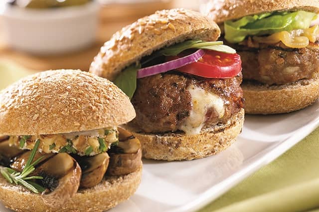 Beef Sliders Stuffed with Walnuts and Gorgonzola