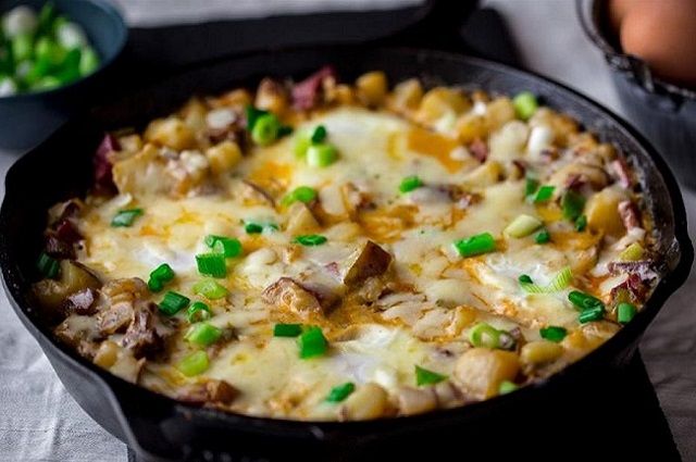 Corned Beef Skillet Hash with Eggs & Cheddar