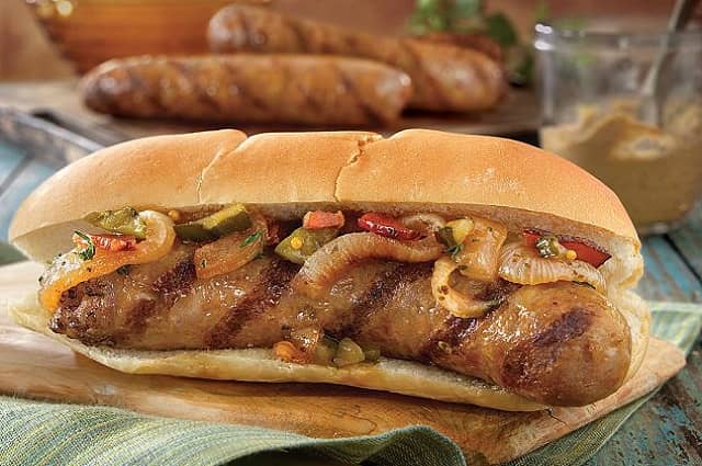 Grilled Brats with Onion Relish