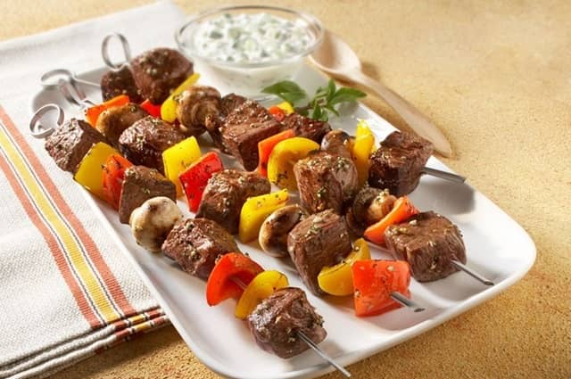 Beef, Mushroom and Pepper Shish Kebabs