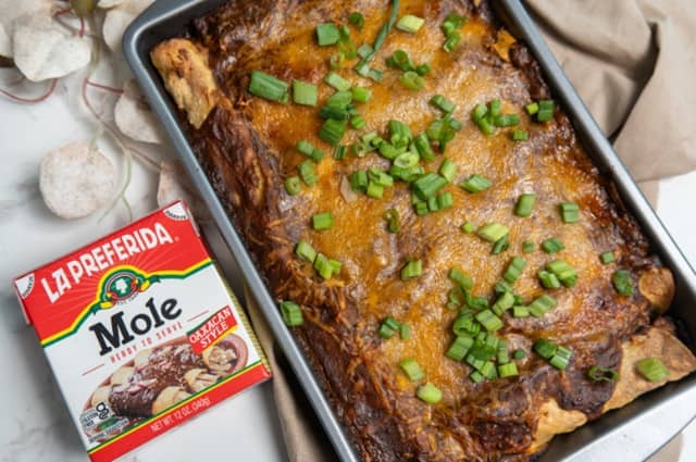 Creamy Chicken Mole Enchiladas